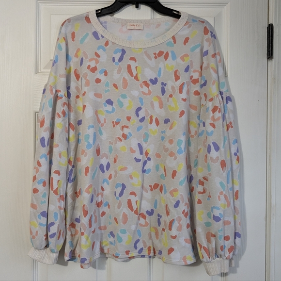 Hailey & Co. Tops - Hailey & Co Colorful Patterned Long Sleeve Shirt Size 1X